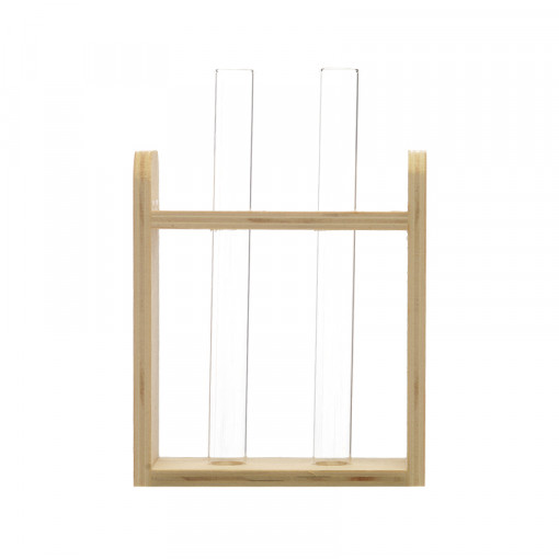 Set 2 eprubete in suport din lemn, diametru 1.5 cm