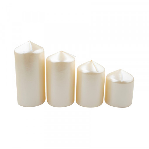 Set 4 lumanari crem perlat pentru Advent, 50-75-90-105 x 60 mm