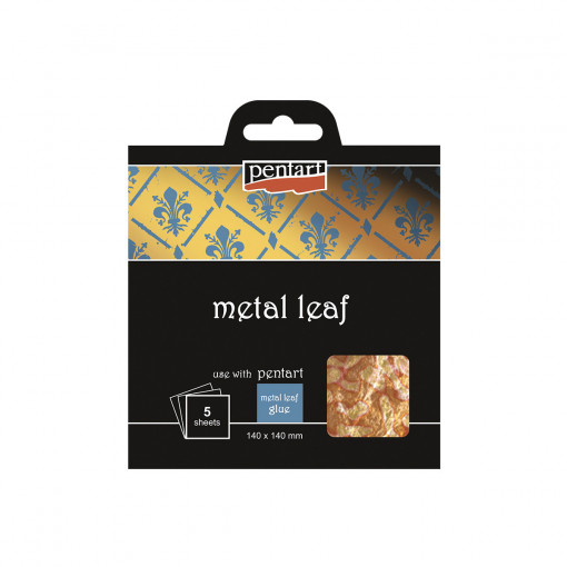 Set 5 foite fumurii metalizate Pentart - aur baroc, 14 x 14 cm