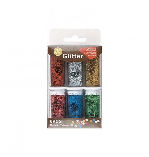 Set 6 culori praf sclipici, 6 x 6 g