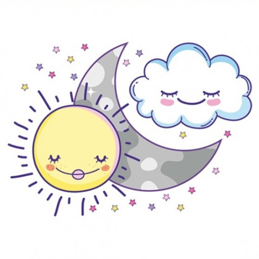 Sticker geam– soare dragalas cu luna, 33 x 33.5 cm