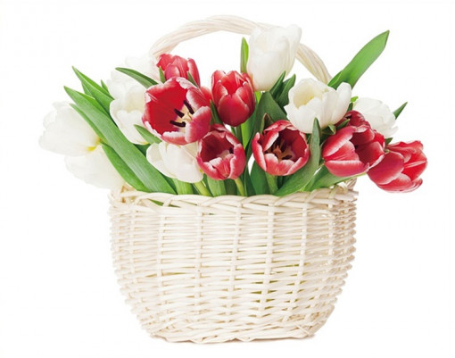 Sticker geam - aranjament floral in cos impletit, 42 x 30 cm