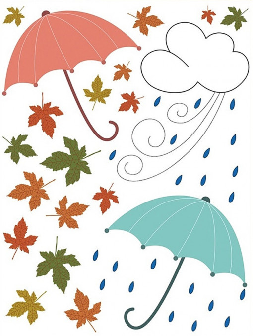 Sticker geam cu motive de toamna - doua umbrele, 35 x 50 cm