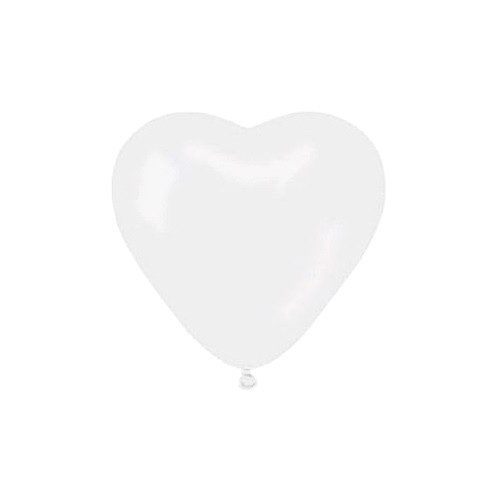 Baloane Gemar - 26 cm, albe in forma de inima, set 100 buc.