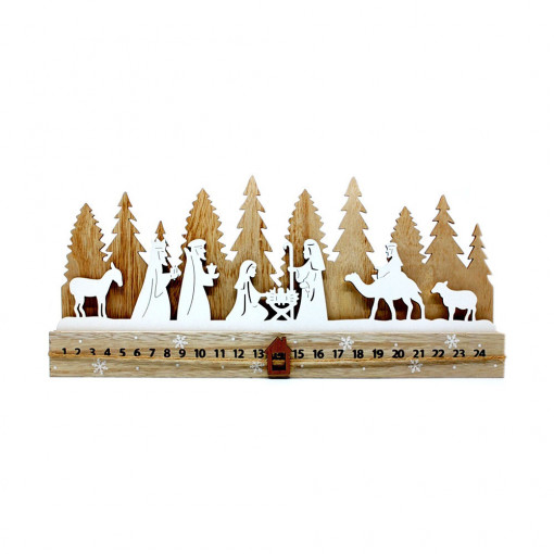 Calendar Advent din lemn, 40 x 18 cm