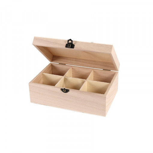 Cutie din lemn placaj cu 6 compartimente, 23 x 15 x 9 cm