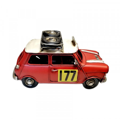 Macheta auto retro, metal - Mini Cooper, 24 x 11 x 12 cm
