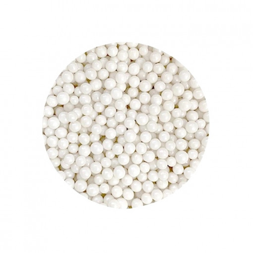 Perle decorative albe pentru margelit, 5 mm - 33 g