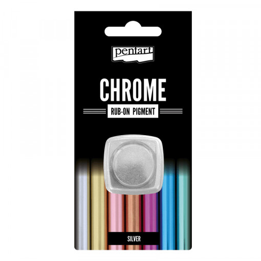 Pigment rub-on Pentart - efect cromat, 0.5 g - Argintiu
