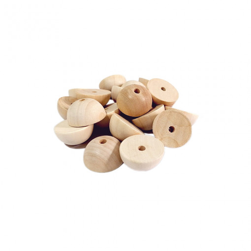 Set 100 jumatati de bile lemn 1.9 x 0.95 cm, gaura 0.4 cm