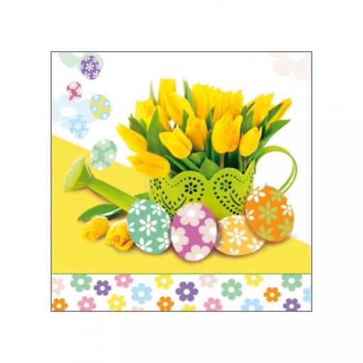 Set 20 servetele din hartie de Pasti - lalele galbene, 33 x 33 cm