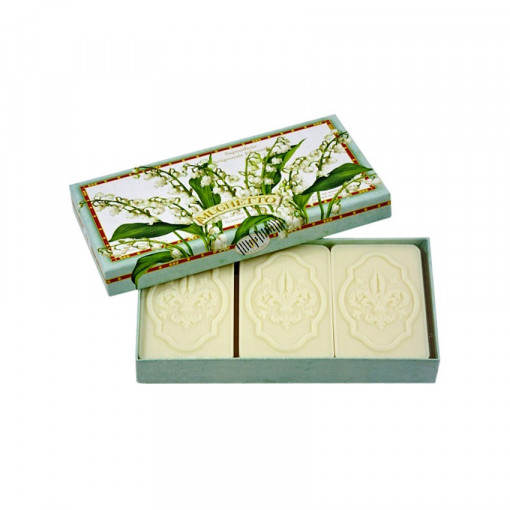 Set 3 sapunuri din Toscana, parfum de lacramioara 3 x 125 g - in cutie cadou