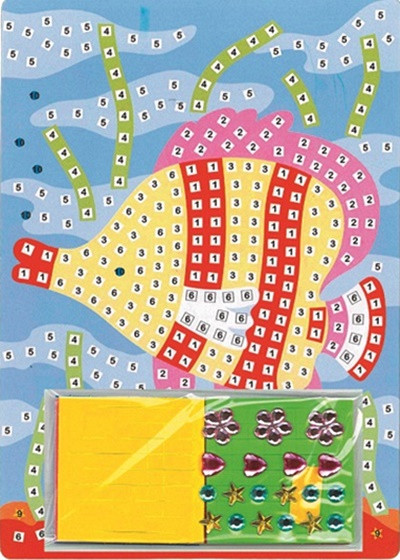 Set imagine mozaic cu patrate autoadezive - peste, 23 x 16 cm