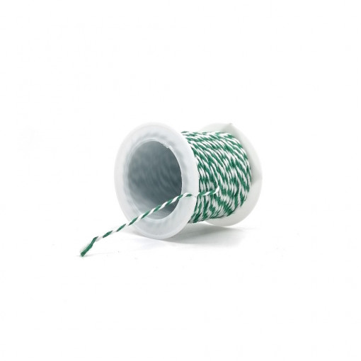 Sfoara bumbac 100% 1mm grosime 10m/rola - alb cu verde