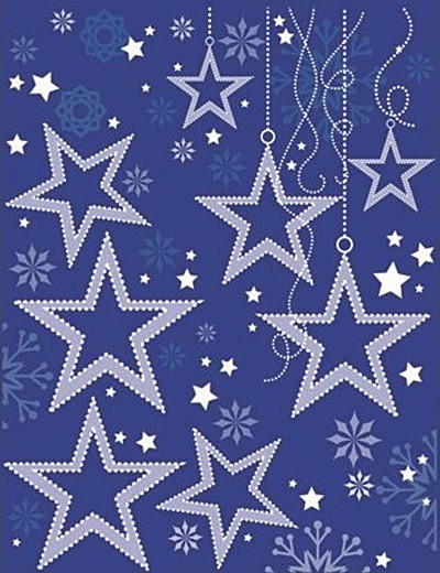 Sticker de iarna pentru colt de geam - stele agatate, 30 x 42 cm