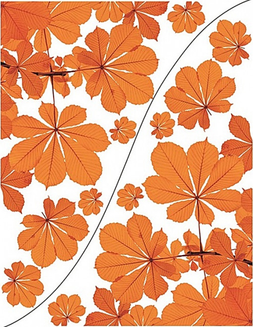Sticker pentru colt geam cu motiv toamna -frunze de castan, 42 x 30 cm