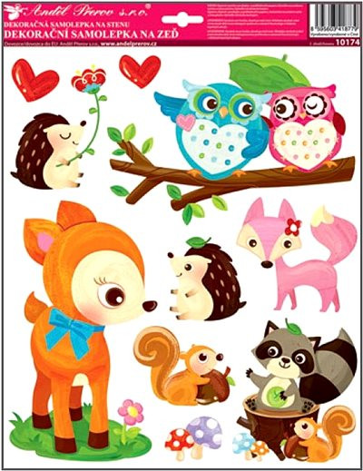 Sticker perete cu scop decorativ - animale de padure cu arici