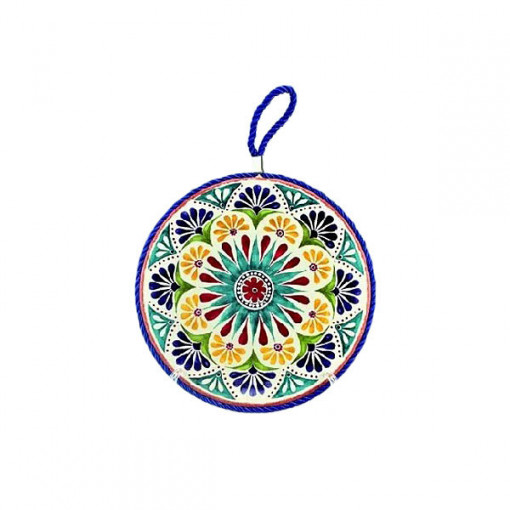 Suport ceramic pentru oale, cratite - mandala colorata, 18 cm