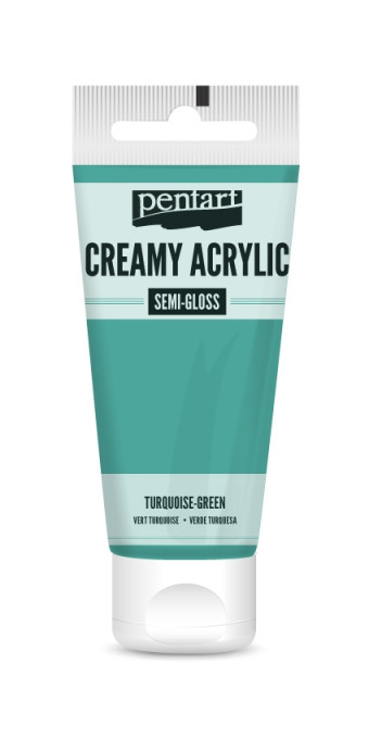 Vopsea acrilica cremoasa semilucioasa Pentart 60 ml - Verde turcoaz