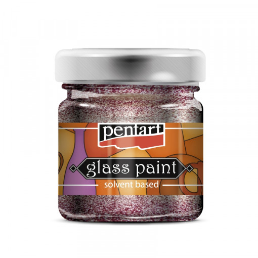 Vopsea de sticla cu sclipici Pentart 30 ml - Rosu
