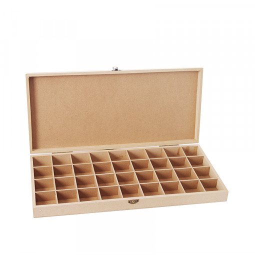 Cutie din MDF pentru plicuri de ceai, 36 compartimente, 48.5 x 21.8 x 5.2 cm