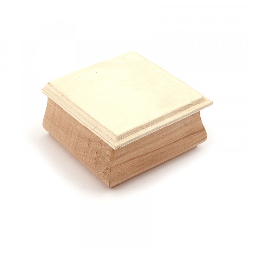 Cutiuta din lemn cu praguri si capac cu balama, 10 x 10 x 5 cm