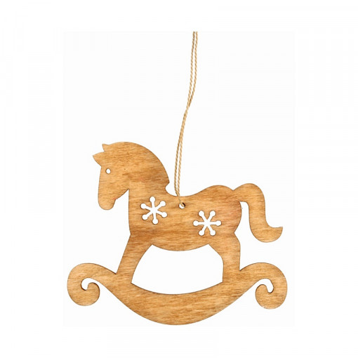 Ornament de craciun, calut balansoar - maro natur, 10 cm
