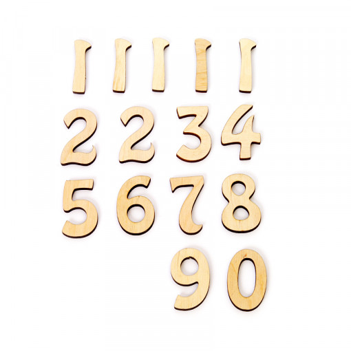 Set 15 cifre mari din lemn pentru cadran ceas, 4.5 cm