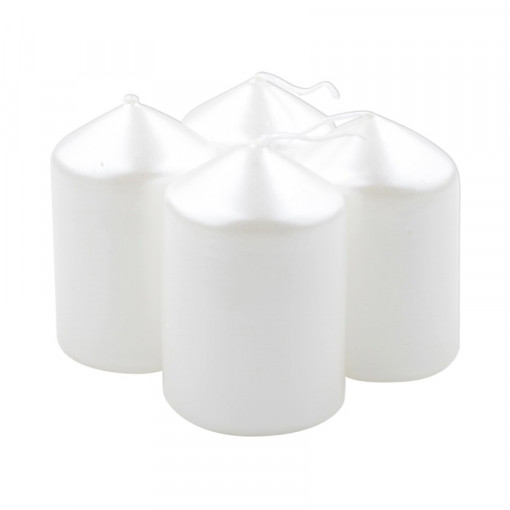 Set 4 lumanari albe perlate pentru Advent, 40 x 80 mm
