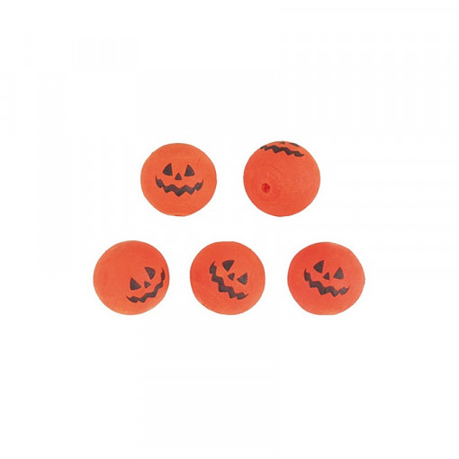 Set 5 bile din hartie presata - cap fantoma portocalie Halloween, 2.5 cm