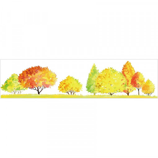 Sticker geam orizontal, motive de toamna - peisaj cu copaci colorati, 64 x 15 cm