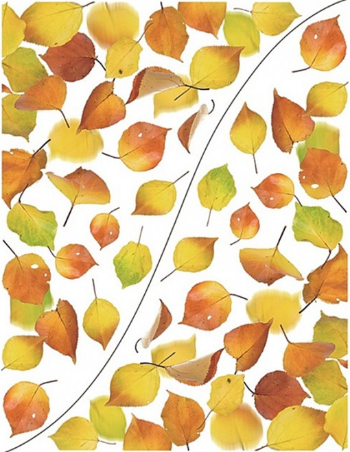 Sticker pentru colt geam cu motiv toamna - frunze de plop, 42 x 30 cm