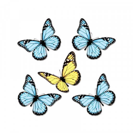 Sticker pentru geam cu fluturi albastri cu galben, 30 x 33.5 cm
