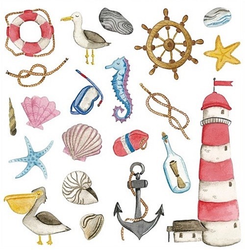 Sticker pentru geam cu motive de mare - far, 30 x 33.5 cm