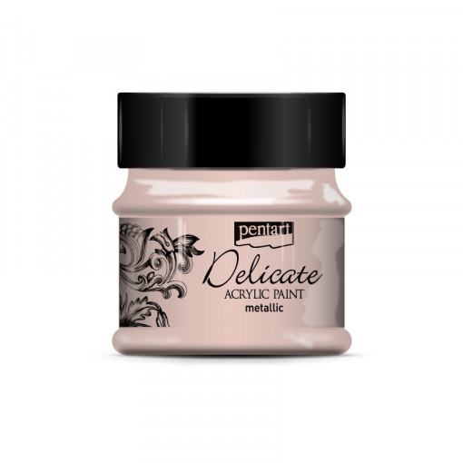 Vopsea acrilica metalizata DELICATE Pentart 50 ml - Trandafir auriu