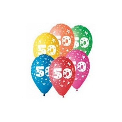 Baloane colorate Gemar - 30 cm, cifra 50, set 25 buc.
