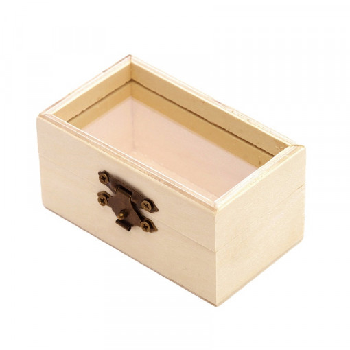 Cutiuta din lemn cu capac de sticla 9 x 4.7 x 5.5 cm
