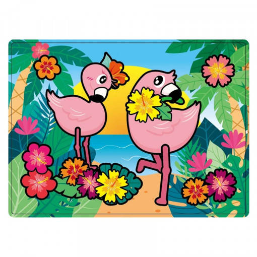 Desen magic la apa + 1 pensula - flamingo, 20 x 15 cm