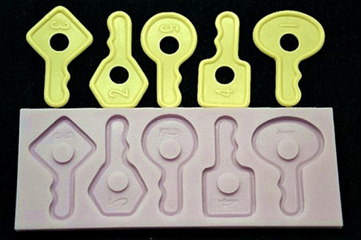 Forma de turnat din silicon DIY - 5 chei numerotate, 18 x 7 x 0.8 cm