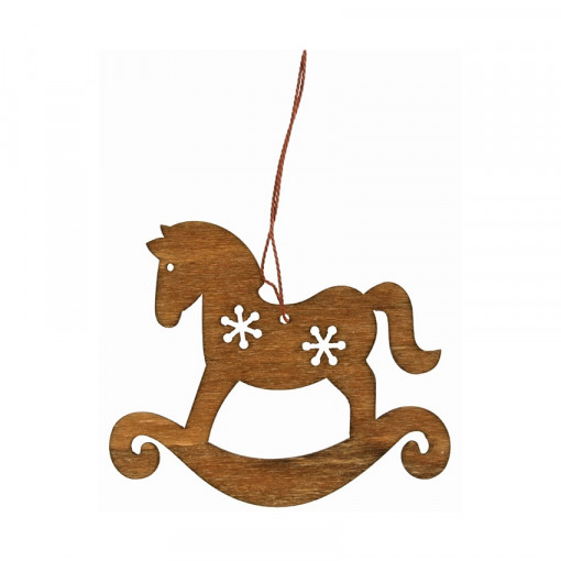 Ornament de craciun, calut balansoar - maro inchis, 10 cm