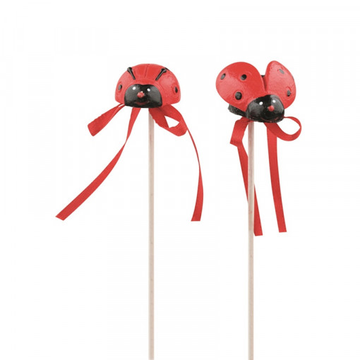 Set 2 buburuze cu fundita pe bat, 3 cm