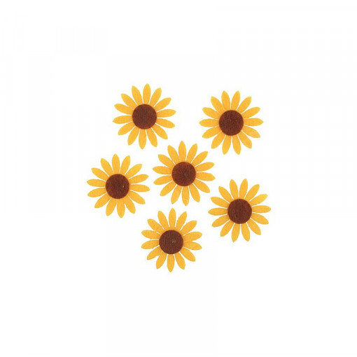 Set 6 buc. floarea soarelui din fetru cu adeziv, 4 cm