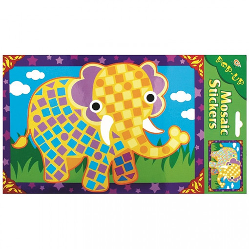 Set imagine mozaic cu margele autoadezive convexe - elefant, 17 x 31 cm