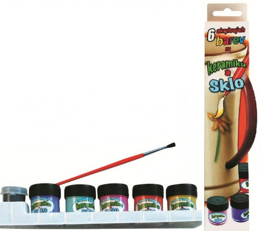 Set vopsea pentru ceramica - 5 vopsele x 12 ml + 1 contur x 5 ml