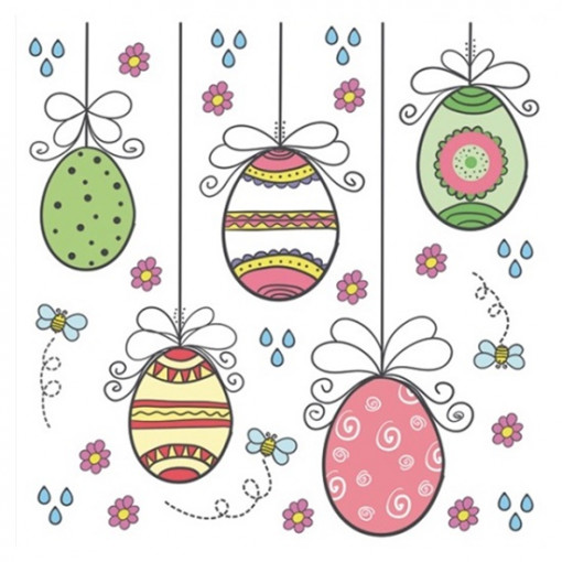 Sticker geam cu motive Pasti, 30 x 33.5 cm – oua colorate