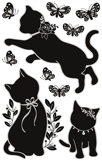 Sticker perete - pisicute negre, 32 x 60 cm