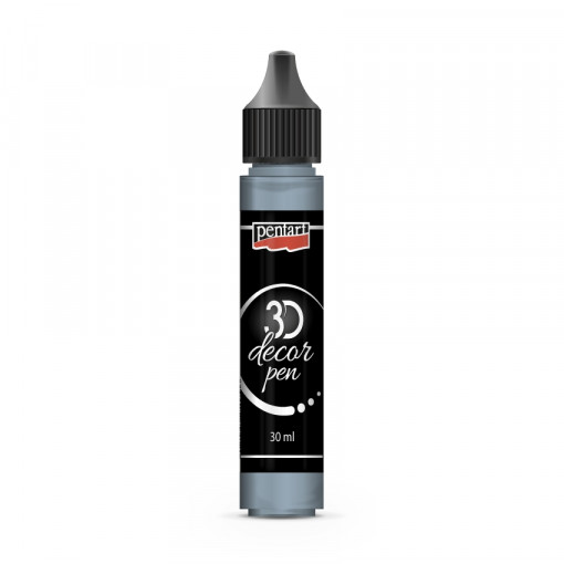 Stilou decor 3D Pentart 30ml - Albastru otel metalic
