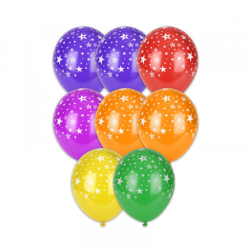 Baloane colorate Gemar - 30 cm, mixt cu model stele, set 100 buc.