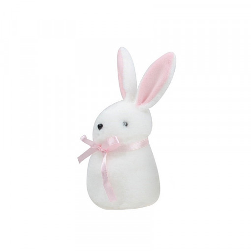 Decoratiune iepuras cu plus si fundita - alb, 14 cm