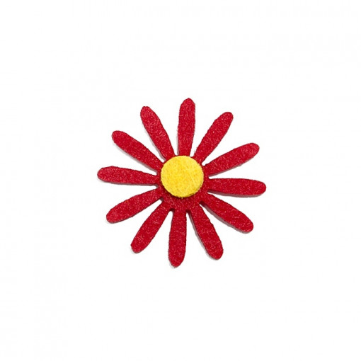 Figurina fetru - floare rosie, 3.5 cm